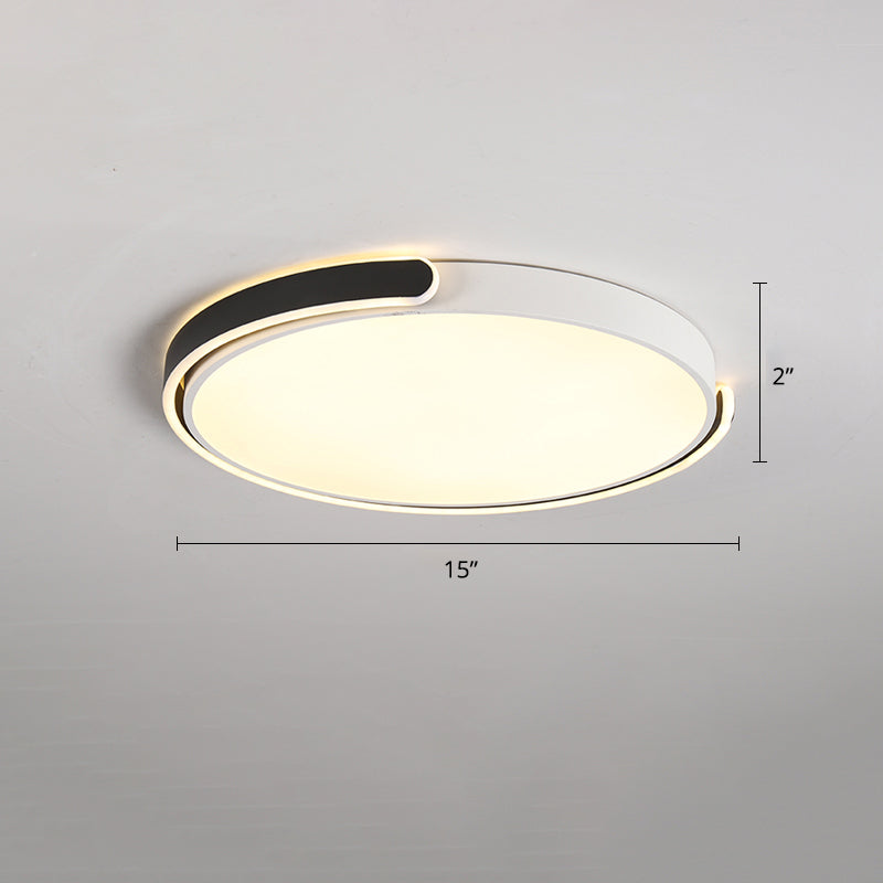 Round Nordic Led Ceiling Light With Acrylic Shade For Bedroom Black / 15’