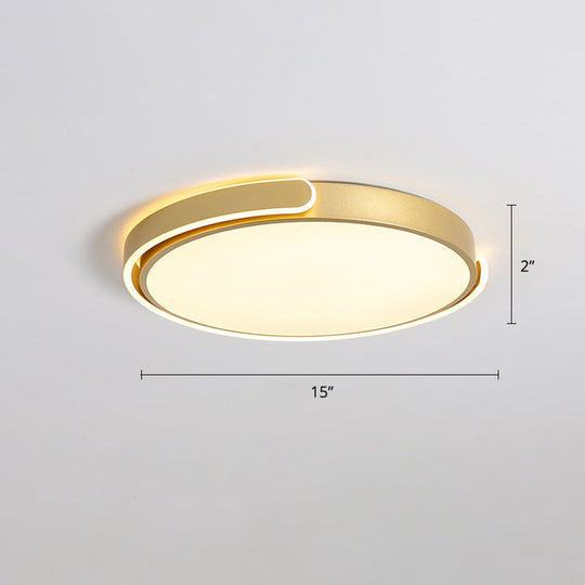 Round Nordic Led Ceiling Light With Acrylic Shade For Bedroom Gold / 15’