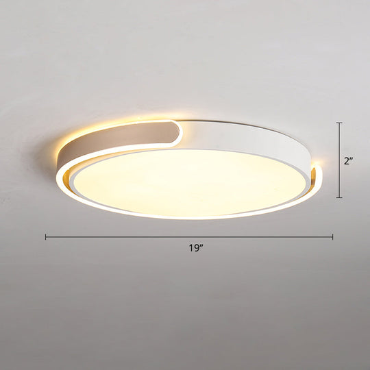 Round Nordic Led Ceiling Light With Acrylic Shade For Bedroom Champagne / 19’