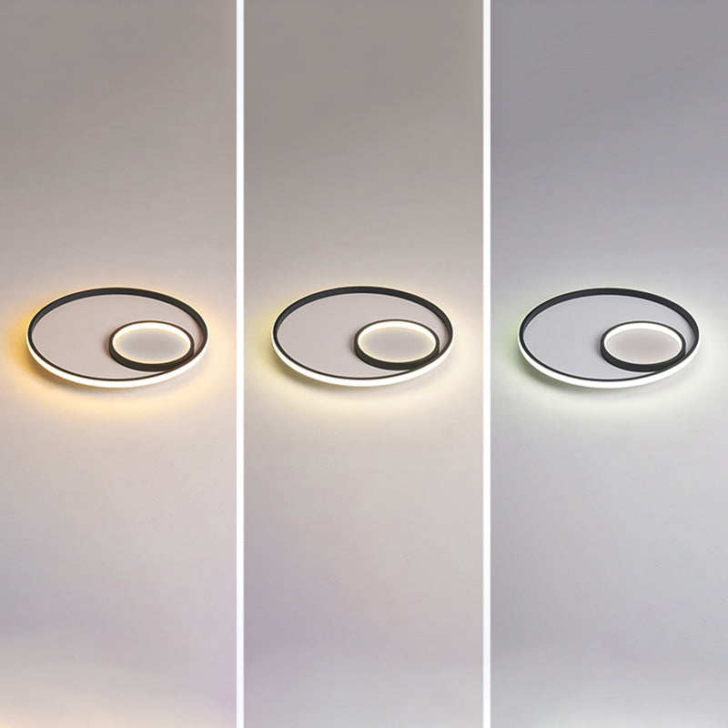 Nordic Halo Led Ceiling Light - Metal Bedroom Flush Mount Fixture Black / Third Gear