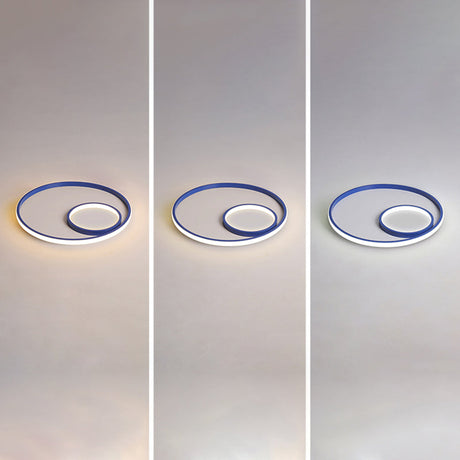Nordic Halo Led Ceiling Light - Metal Bedroom Flush Mount Fixture Blue / Third Gear