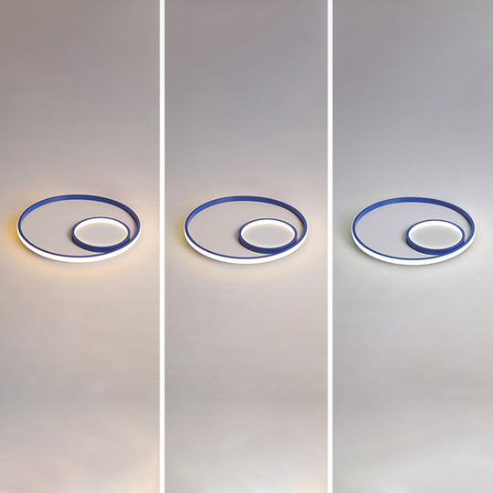 Nordic Halo Led Ceiling Light - Metal Bedroom Flush Mount Fixture Blue / Third Gear