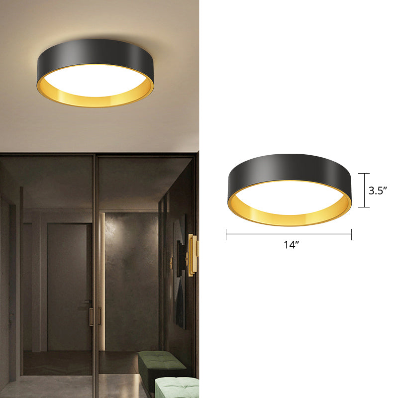 Sleek Round Metal Flush Mount Led Ceiling Light With Acrylic Diffuser For Bedrooms Gold / 14 White