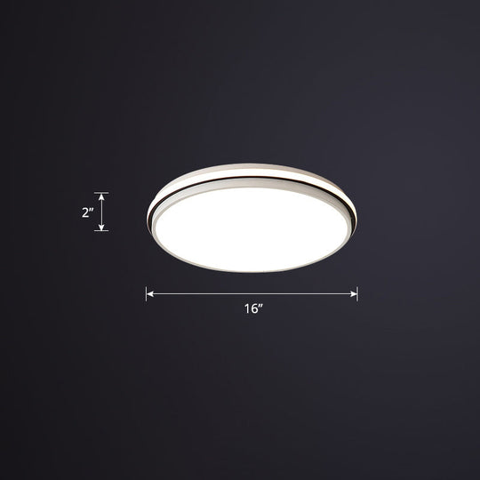 Round Led Flush Mount Ceiling Light For Bedroom White / 16