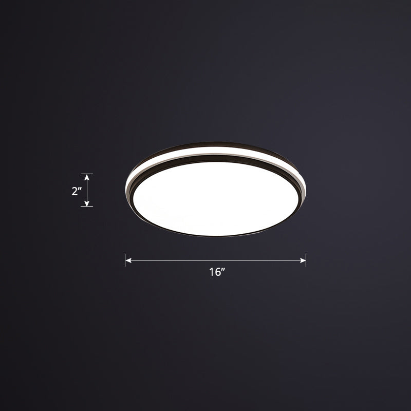 Round Led Flush Mount Ceiling Light For Bedroom Black / 16’