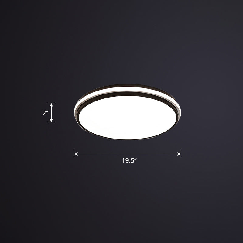Round Led Flush Mount Ceiling Light For Bedroom Black / 19.5