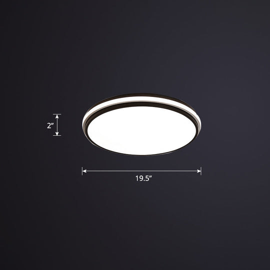 Round Led Flush Mount Ceiling Light For Bedroom Black / 19.5