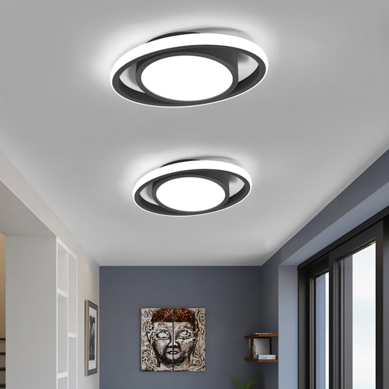 Modern Led Flush Mount Ceiling Light With Elliptical Acrylic Shade