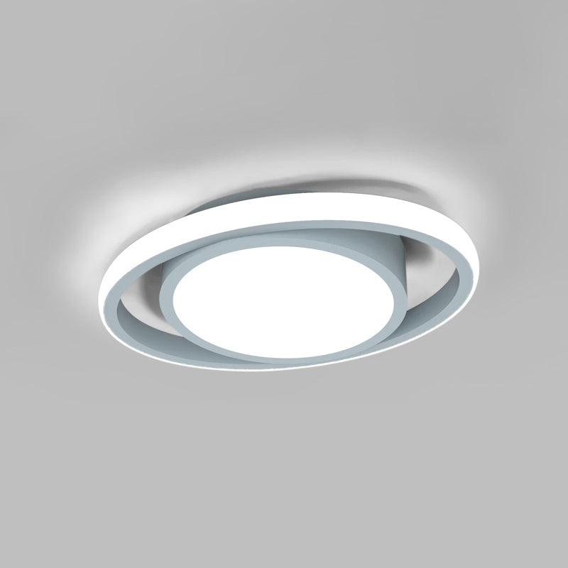 Modern Led Flush Mount Ceiling Light With Elliptical Acrylic Shade Grey