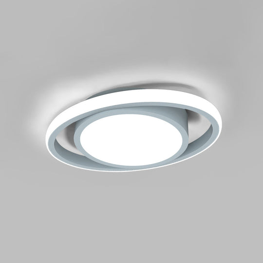 Modern Led Flush Mount Ceiling Light With Elliptical Acrylic Shade Grey