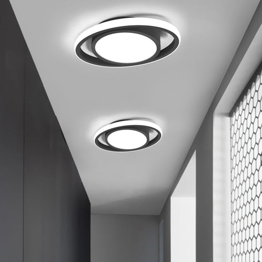 Modern Led Flush Mount Ceiling Light With Elliptical Acrylic Shade