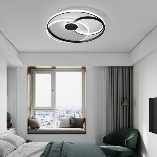 Nordic Metal Led Ceiling Flush Light - Circle Design In Black & White