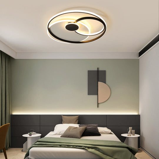 Nordic Metal Led Ceiling Flush Light - Circle Design In Black & White