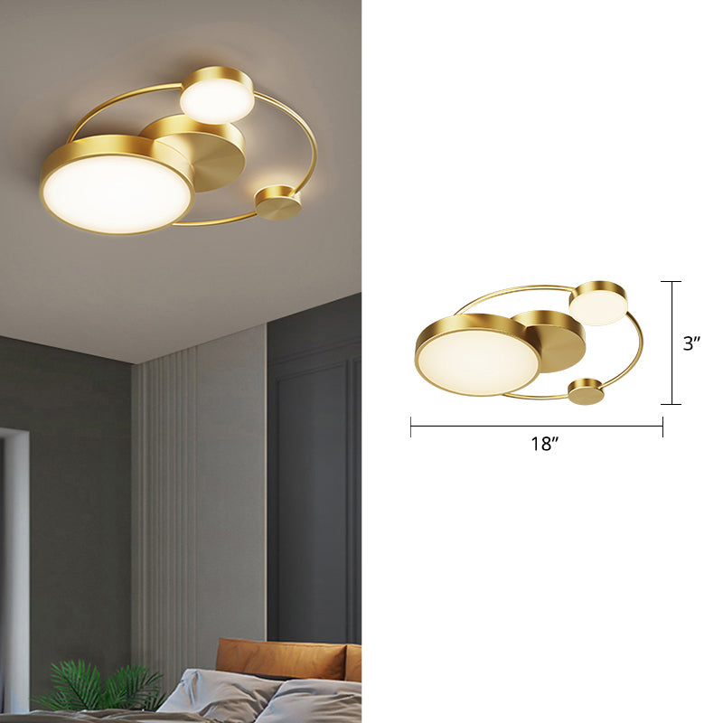 Sleek Led Flush Mount Ceiling Light With Orbit-Inspired Design And Acrylic Shade Gold / Third Gear
