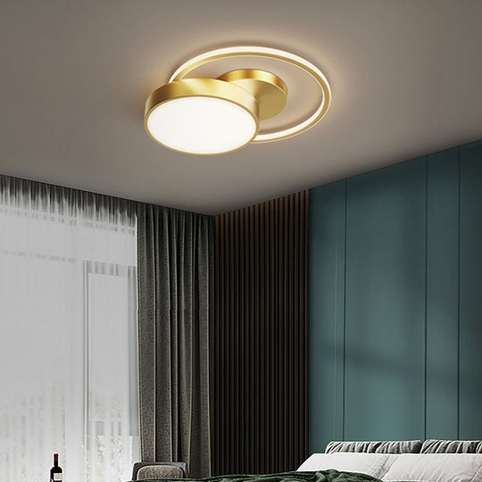 Sleek Led Flush Mount Ceiling Light With Orbit-Inspired Design And Acrylic Shade