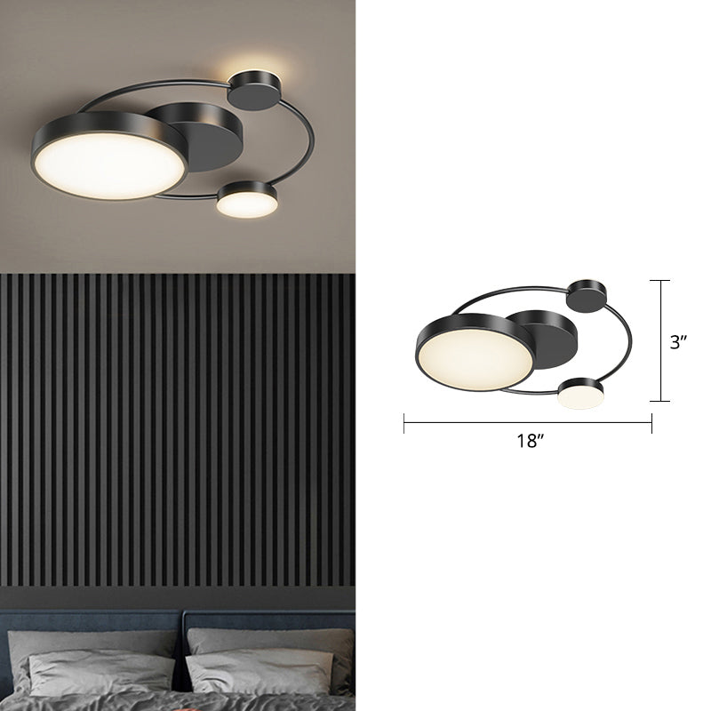 Sleek Led Flush Mount Ceiling Light With Orbit - Inspired Design And Acrylic Shade Black / Third