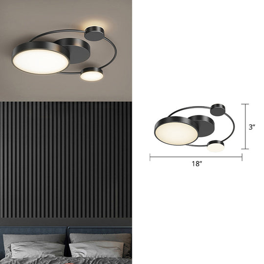 Sleek Led Flush Mount Ceiling Light With Orbit-Inspired Design And Acrylic Shade Black / Third Gear