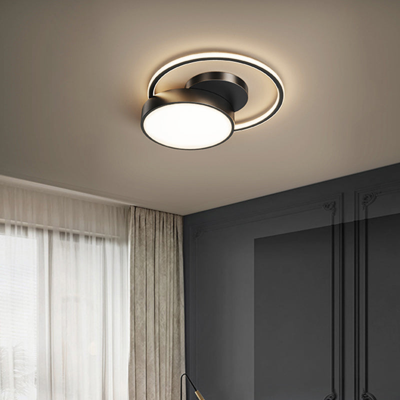 Sleek Led Flush Mount Ceiling Light With Orbit - Inspired Design And Acrylic Shade