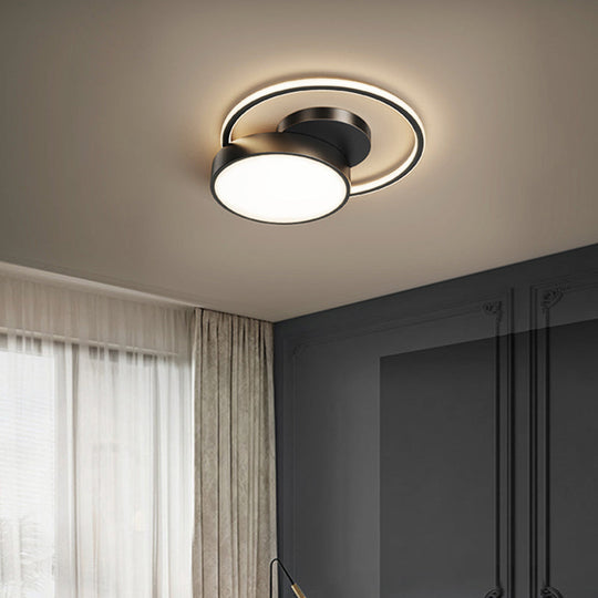 Sleek Led Flush Mount Ceiling Light With Orbit-Inspired Design And Acrylic Shade