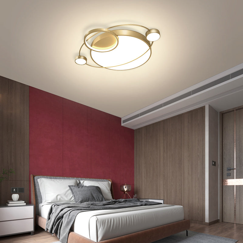 Postmodern Led Ceiling Flush Mount Light - Orbit - Shaped Metal Fixture For Bedrooms