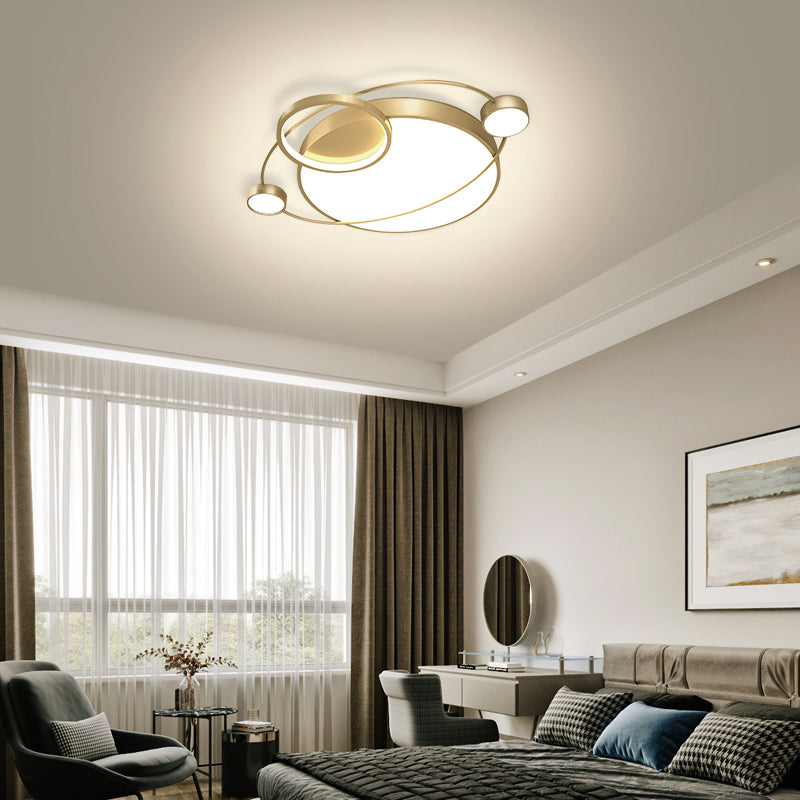 Postmodern Led Ceiling Flush Mount Light - Orbit - Shaped Metal Fixture For Bedrooms