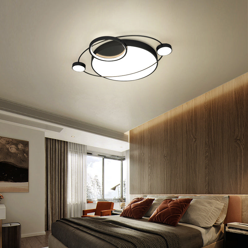 Postmodern Led Ceiling Flush Mount Light - Orbit - Shaped Metal Fixture For Bedrooms