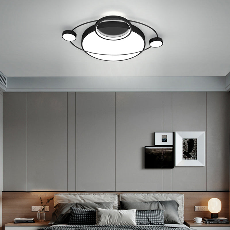 Postmodern Led Ceiling Flush Mount Light - Orbit - Shaped Metal Fixture For Bedrooms