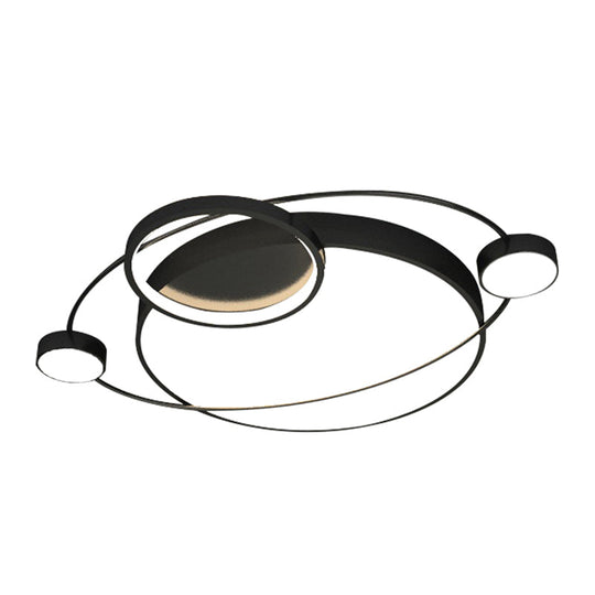 Postmodern Led Ceiling Flush Mount Light - Orbit - Shaped Metal Fixture For Bedrooms
