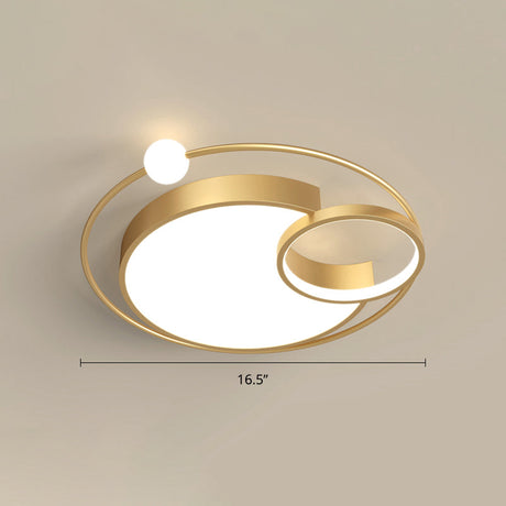 Nordic Moon Led Metal Ceiling Light For Bedroom Gold / 16.5 White