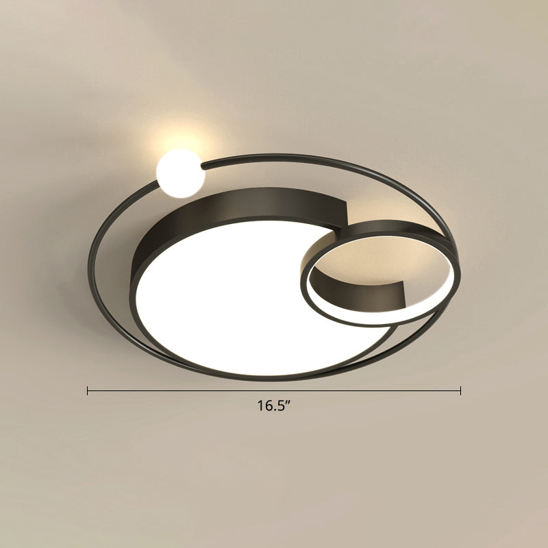 Nordic Moon Led Metal Ceiling Light For Bedroom Black / 16.5 Third Gear