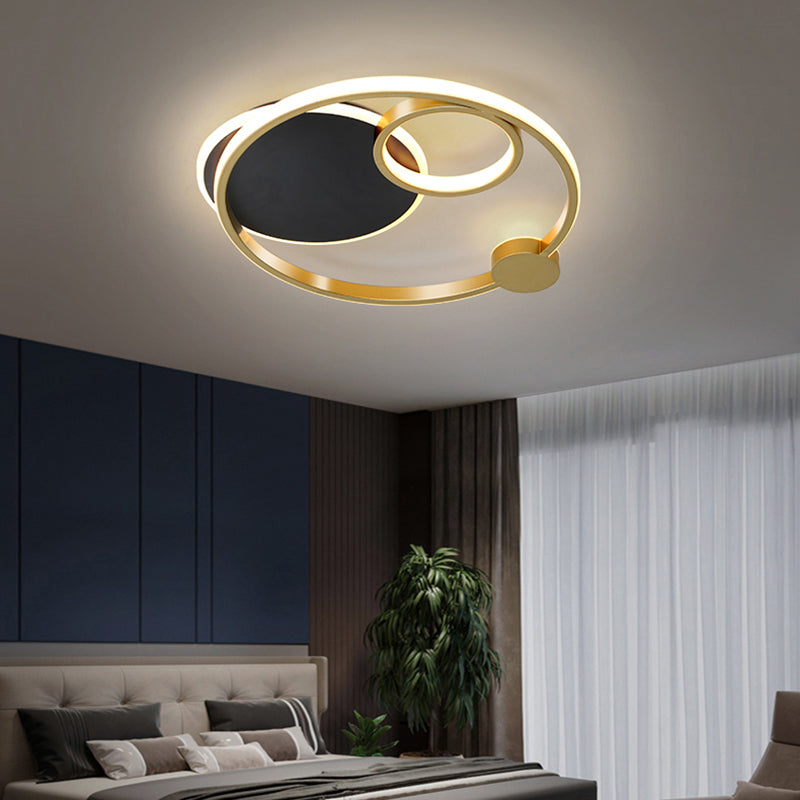Postmodern Multi-Ring Metal Led Flush Mount Ceiling Lamp For Bedroom Light