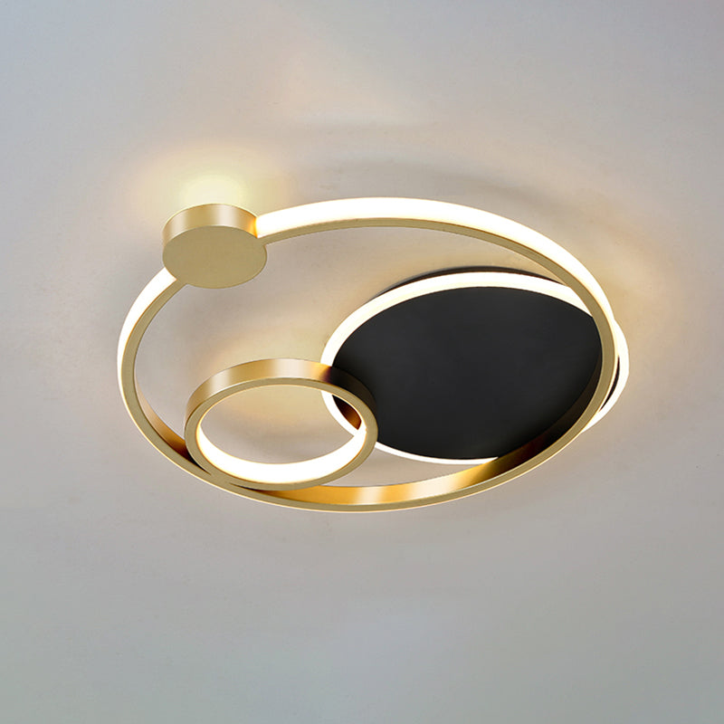 Postmodern Multi-Ring Metal Led Flush Mount Ceiling Lamp For Bedroom Light