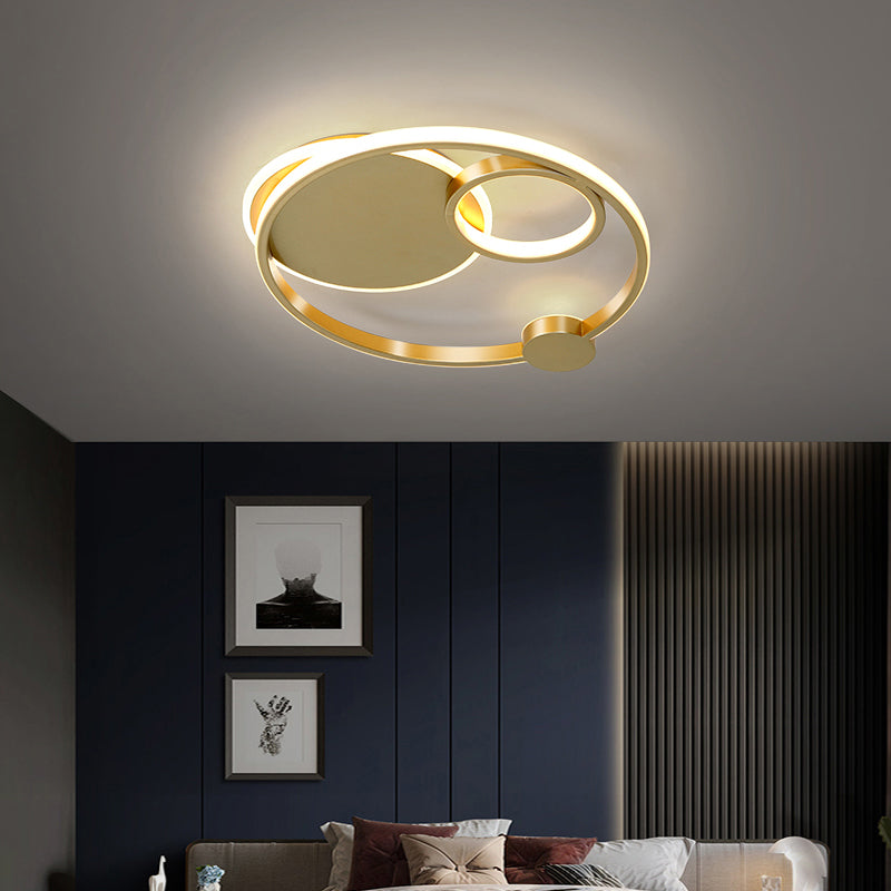 Postmodern Multi-Ring Metal Led Flush Mount Ceiling Lamp For Bedroom Light
