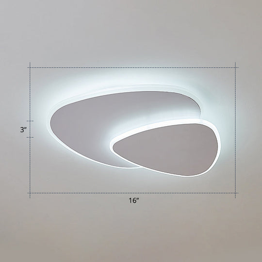 Nordic Style Triangular Led Ceiling Light With Metal Flush Fixture For Bedrooms White / 16’