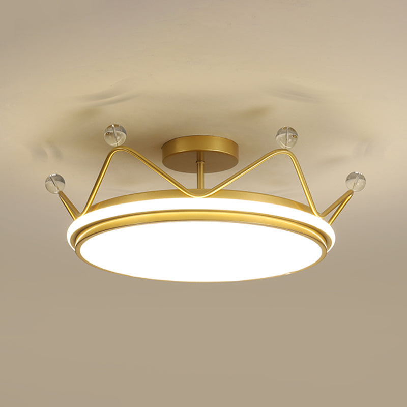 Cartoon Led Crown Ceiling Light For Kids Room - Flush Mount Fixture Gold / 23.5’ Third Gear