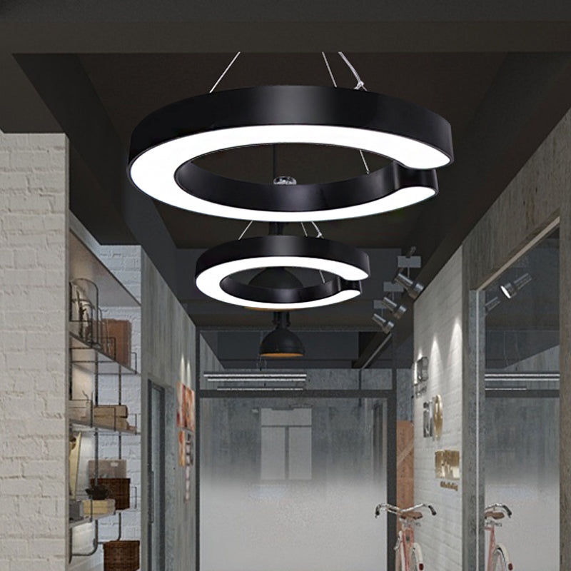 Minimalist Metal Led C-Shaped Hanging Pendant Lamp - 19.5/23.5/31.5 Width (White/Black
