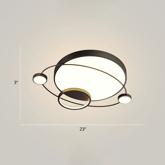 Minimalistic Led Ceiling Lamp For Bedroom With Orbit Shape And Acrylic Material Black / 23’ Third