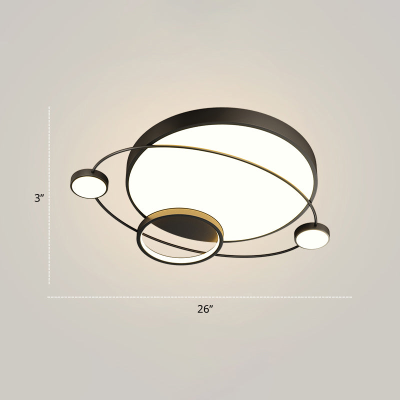 Minimalistic Led Ceiling Lamp For Bedroom With Orbit Shape And Acrylic Material Black / 26’ Third