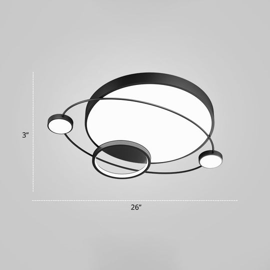 Minimalistic Led Ceiling Lamp For Bedroom With Orbit Shape And Acrylic Material Black / 26’ White