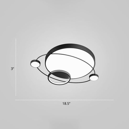 Minimalistic Led Ceiling Lamp For Bedroom With Orbit Shape And Acrylic Material Black / 18.5’ White