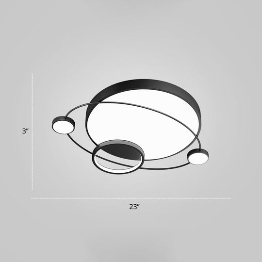 Minimalistic Led Ceiling Lamp For Bedroom With Orbit Shape And Acrylic Material Black / 23’ White