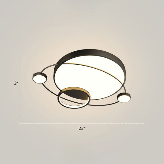 Minimalistic Led Ceiling Lamp For Bedroom With Orbit Shape And Acrylic Material Black / 23’