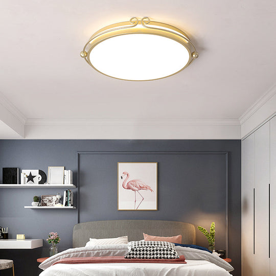 Gold Cartoon Led Flush Mount Ceiling Light Fixture For Bedroom - Acrylic Material / 16’ Third Gear