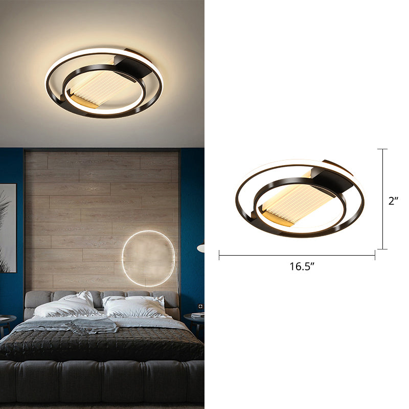 Halo Led Flush Ceiling Light In Black - Sleek Metallic Design Perfect For Bedrooms / 16.5’ Third