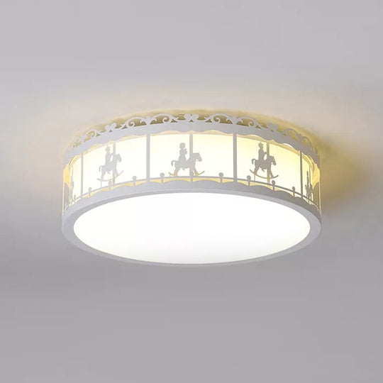 Colorful Round Ceiling Light For Kindergarten With Acrylic Flush Mount White