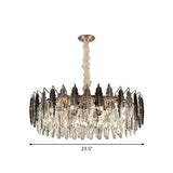 Modern Crystal Leaf Ceiling Chandelier With 9 Bulbs - Stylish Hang Light Fixture For Living Room