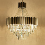 Modern Prismatic Crystal 11-Light Black Chandelier For Dining Room Ceiling