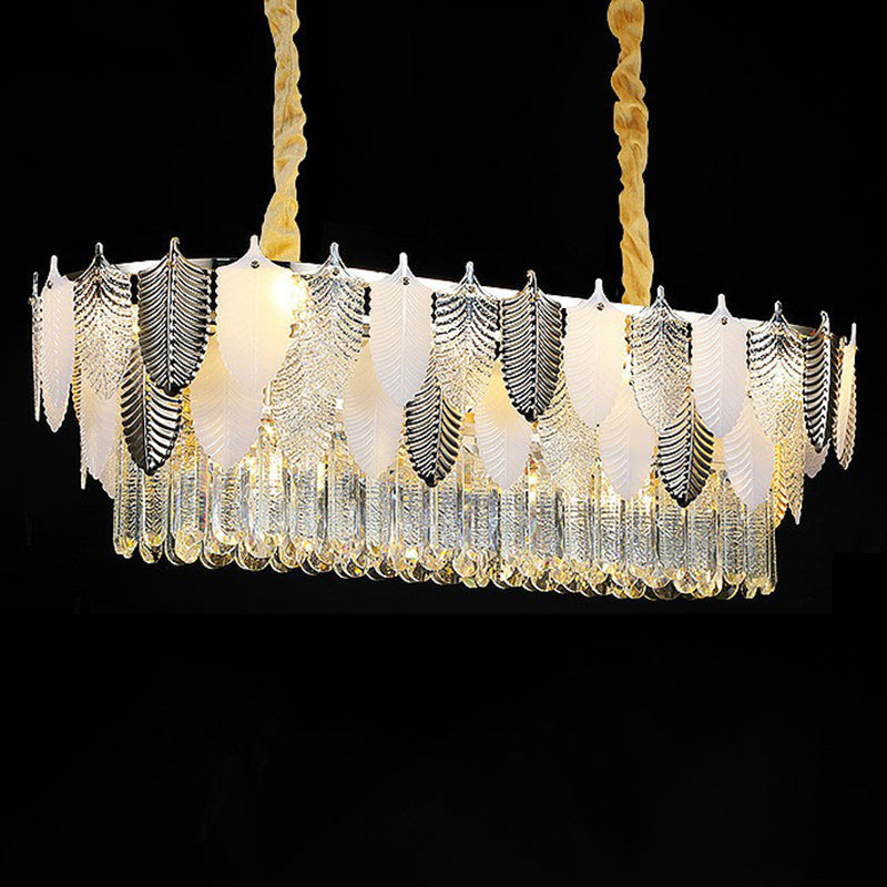 Modern Clear Crystal Leaf Pendant Chandelier - Stylish Suspension Light For Living Room 10 /