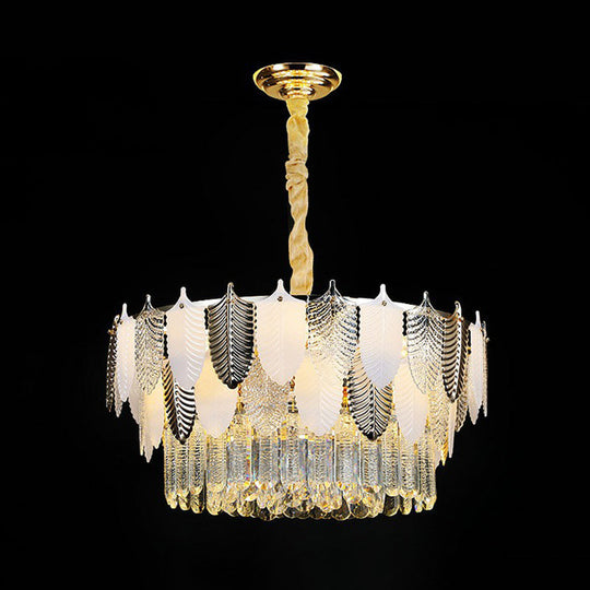 Modern Clear Crystal Leaf Pendant Chandelier - Stylish Suspension Light For Living Room 11 /