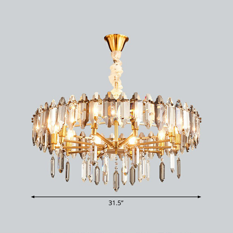 Postmodern Crystal Chandelier For Living Room With Clear Loop Shade 10 /